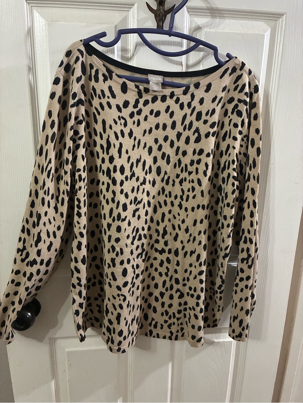 Chico's Women’s 3 (XL) Animal Print Long Sleeve Top